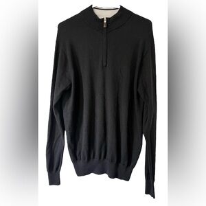 Peter Millar Men's Pullover 1/4 Zip Sweater Wool Silk Blend Size Medium Black
